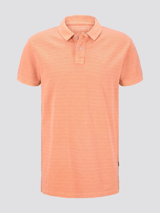 Polo shirt in a melange look with embroidery - Men - neon orange white melange Polo shirt in a melange look with embroidery - Men - neon orange white melange - 7 - TOM TAILOR Denim