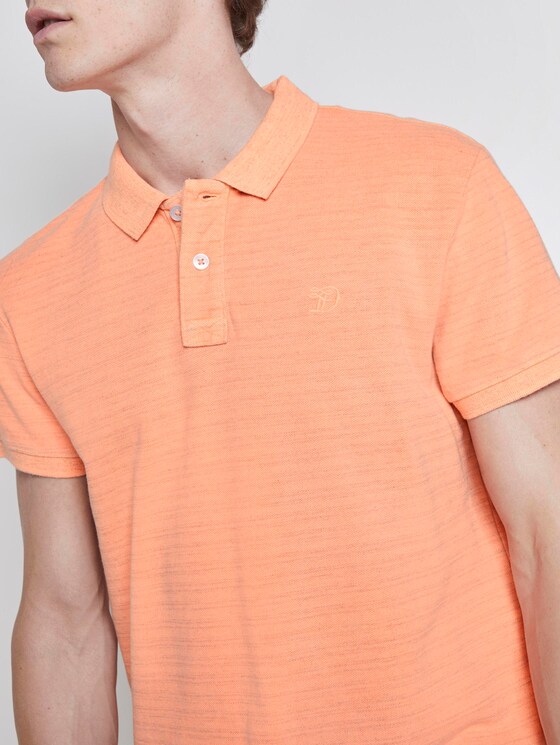 Polo shirt in a melange look with embroidery - Men - neon orange white melange Polo shirt in a melange look with embroidery - Men - neon orange white melange - 9 - TOM TAILOR Denim