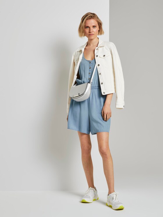 Short sleeveless jumpsuit in a denim look - Women - light stone wash denim Short sleeveless jumpsuit in a denim look - Women - light stone wash denim - 3 - TOM TAILOR Denim