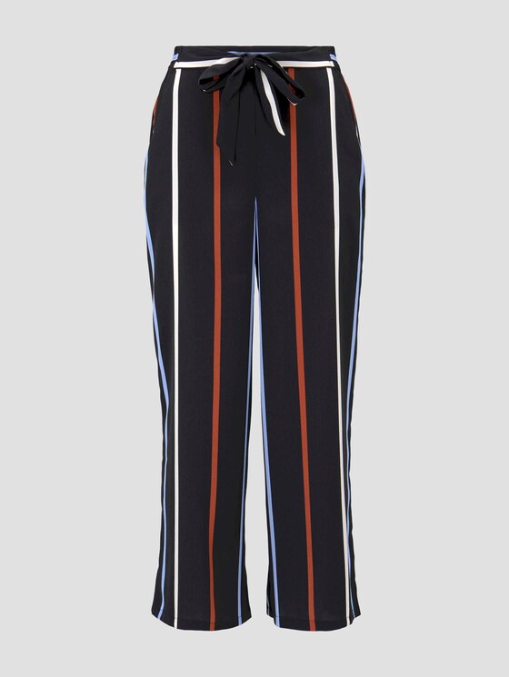 Culotte trousers with a tie belt - Women - black blue rust stripe Culotte trousers with a tie belt - Women - black blue rust stripe - 7 - TOM TAILOR Denim