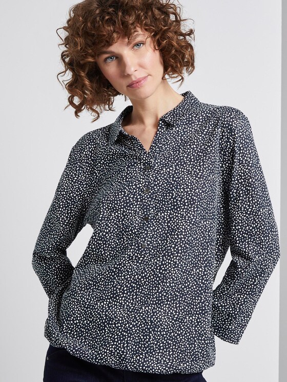 T-shirt met patroon - Vrouwen - navy minimal structure T-shirt met patroon - Vrouwen - navy minimal structure - 5 - TOM TAILOR