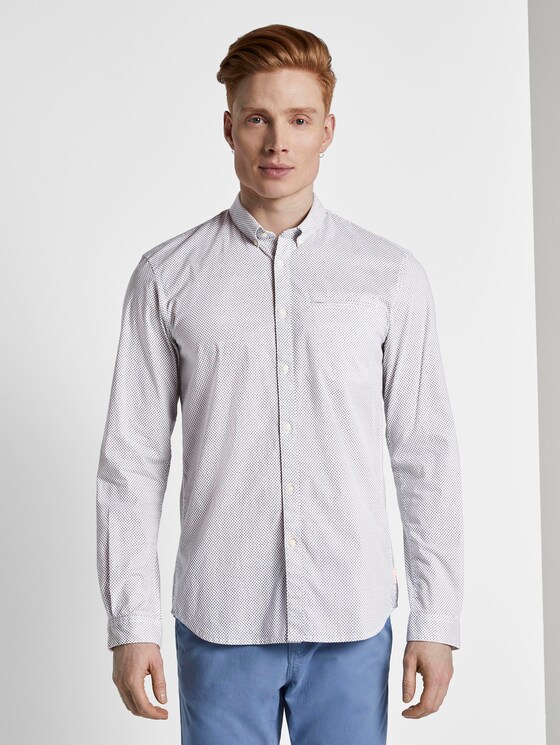 Patterned shirt with turn-ups - Men - white oval dot minimal print Patterned shirt with turn-ups - Men - white oval dot minimal print - 2 - TOM TAILOR Denim