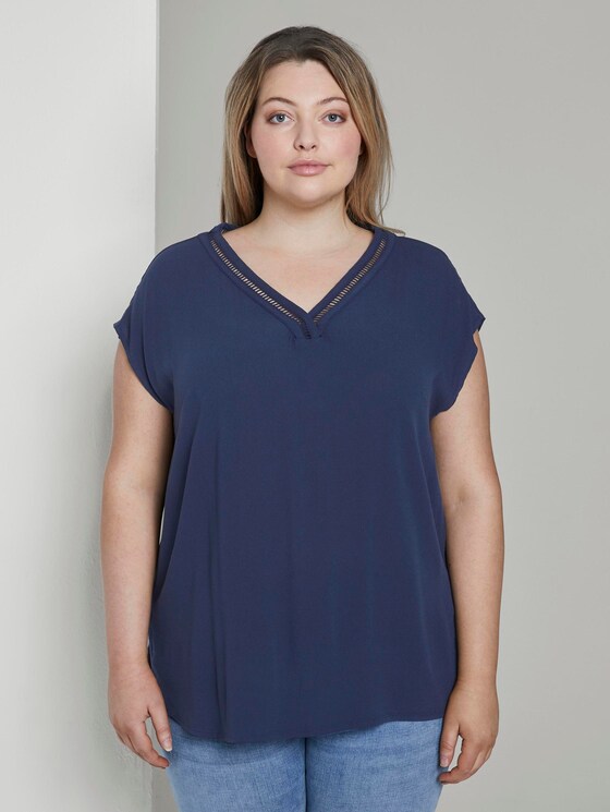 Bluse mit V-Ausschnitt - Frauen - Real Navy Blue Bluse mit V-Ausschnitt - Frauen - Real Navy Blue - 1 - My True Me