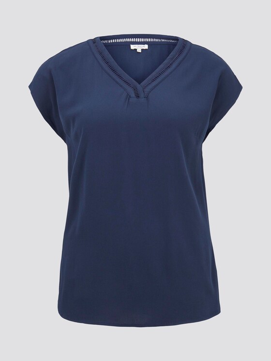 Bluse mit V-Ausschnitt - Frauen - Real Navy Blue Bluse mit V-Ausschnitt - Frauen - Real Navy Blue - 7 - My True Me