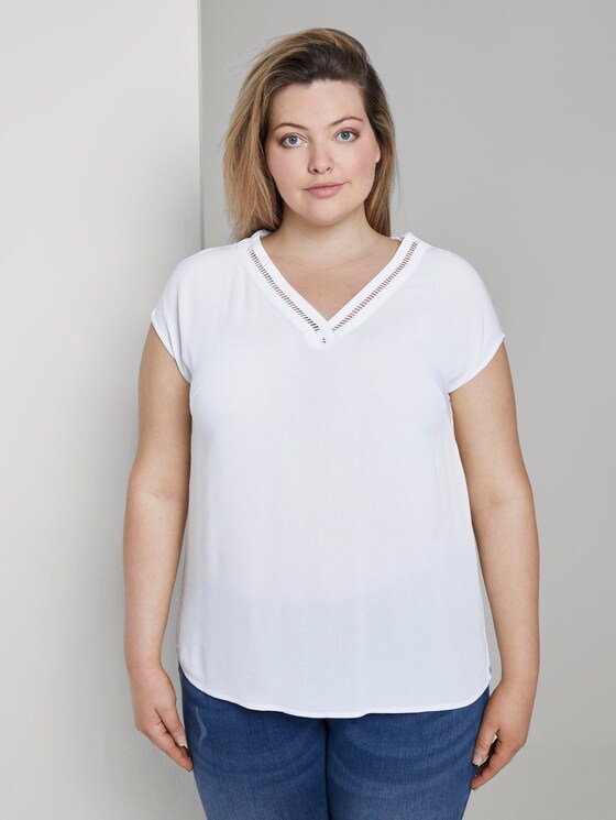 Bluse mit V-Ausschnitt - Frauen - White Bluse mit V-Ausschnitt - Frauen - White - 1 - My True Me