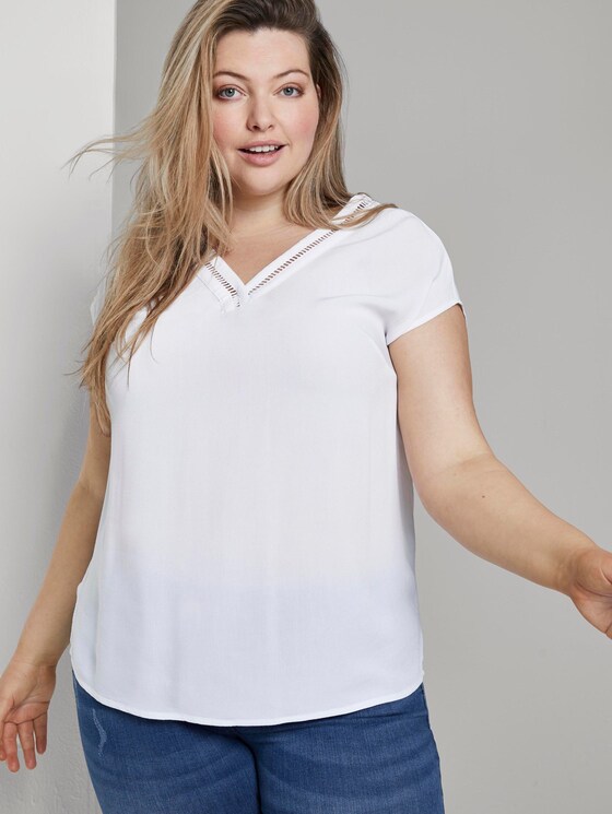 Bluse mit V-Ausschnitt - Frauen - White Bluse mit V-Ausschnitt - Frauen - White - 5 - My True Me