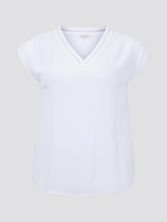 Bluse mit V-Ausschnitt - Frauen - White Bluse mit V-Ausschnitt - Frauen - White - 7 - My True Me