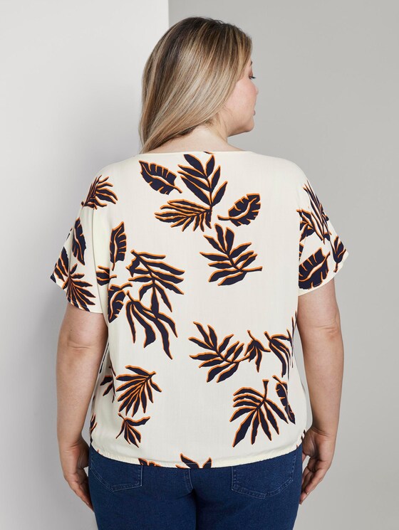 Curvy - Bluse mit Tunnelzug - Frauen - beige navy orange flower print Curvy - Bluse mit Tunnelzug - Frauen - beige navy orange flower print - 2 - My True Me