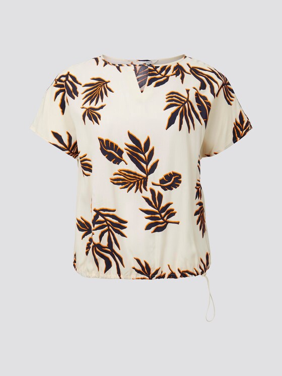 Curvy - Bluse mit Tunnelzug - Frauen - beige navy orange flower print Curvy - Bluse mit Tunnelzug - Frauen - beige navy orange flower print - 7 - My True Me