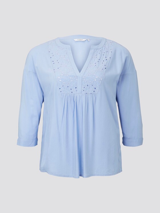Tunika-Bluse mit Lochtstickerei - Frauen - Parisienne Blue Tunika-Bluse mit Lochtstickerei - Frauen - Parisienne Blue - 7 - My True Me