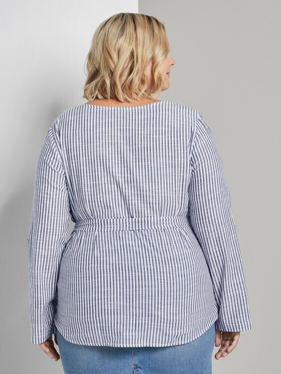 Striped blouse with a belt - Women - navy white stripe Striped blouse with a belt - Women - navy white stripe - 2 - My True Me
