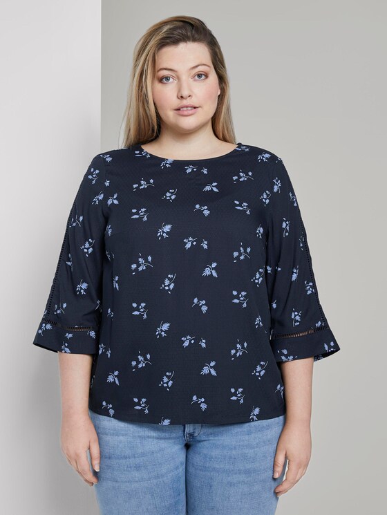 Gedessineerde blouse - Vrouwen - navy light blue fleure print Gedessineerde blouse - Vrouwen - navy light blue fleure print - 1 - My True Me
