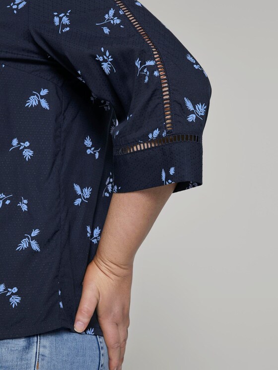 Gedessineerde blouse - Vrouwen - navy light blue fleure print Gedessineerde blouse - Vrouwen - navy light blue fleure print - 10 - My True Me