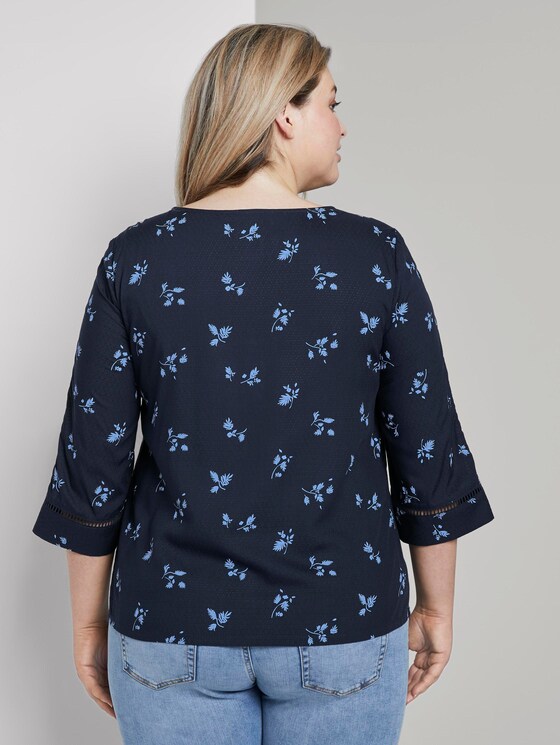 Gedessineerde blouse - Vrouwen - navy light blue fleure print Gedessineerde blouse - Vrouwen - navy light blue fleure print - 2 - My True Me