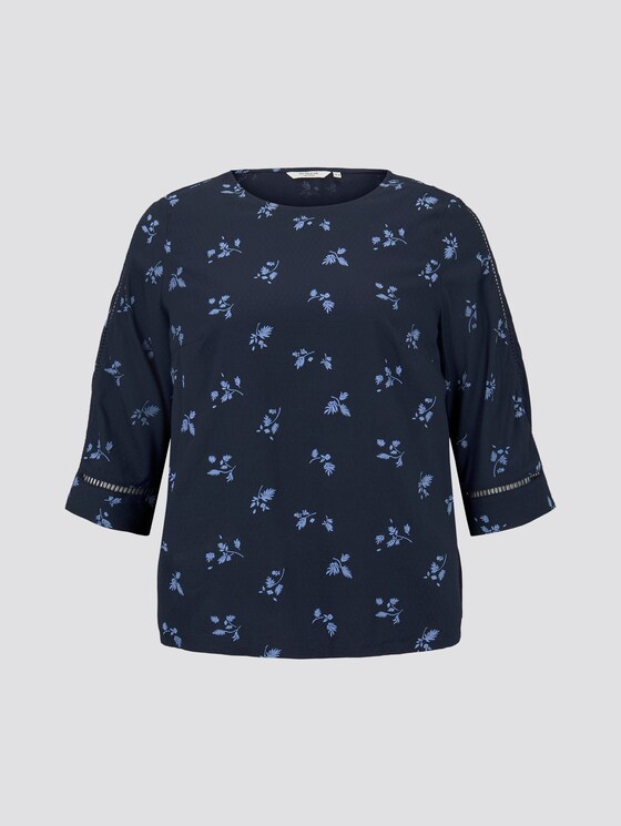 Gedessineerde blouse - Vrouwen - navy light blue fleure print Gedessineerde blouse - Vrouwen - navy light blue fleure print - 7 - My True Me