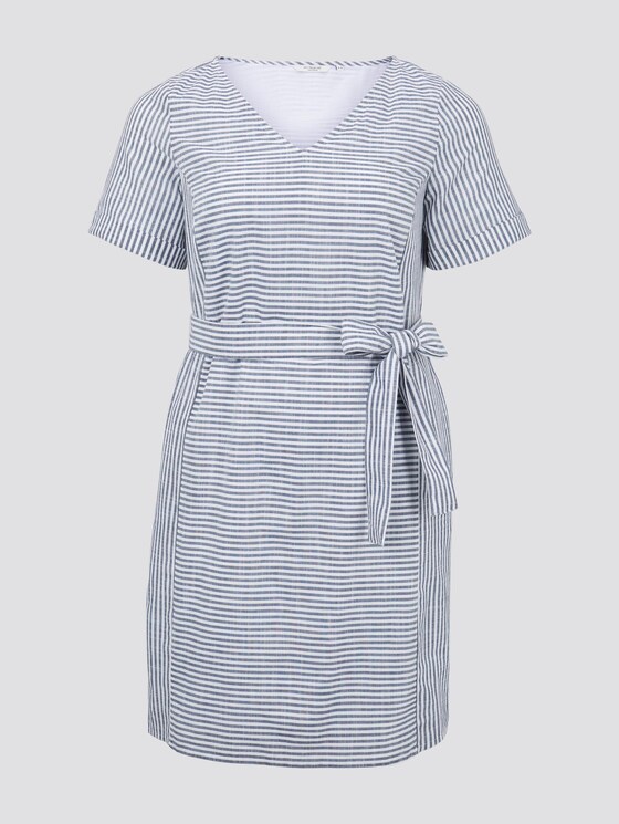 Curvy - Gestreiftes Kleid mit Bindegürtel - Frauen - navy white stripe Curvy - Gestreiftes Kleid mit Bindegürtel - Frauen - navy white stripe - 7 - My True Me
