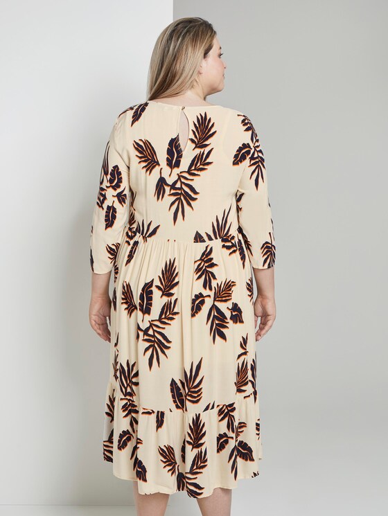 Gemustertes Midikleid - Frauen - beige navy orange flower print Gemustertes Midikleid - Frauen - beige navy orange flower print - 2 - My True Me