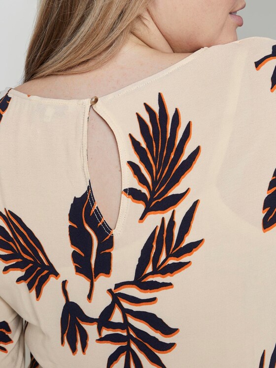 Gemustertes Midikleid - Frauen - beige navy orange flower print Gemustertes Midikleid - Frauen - beige navy orange flower print - 9 - My True Me