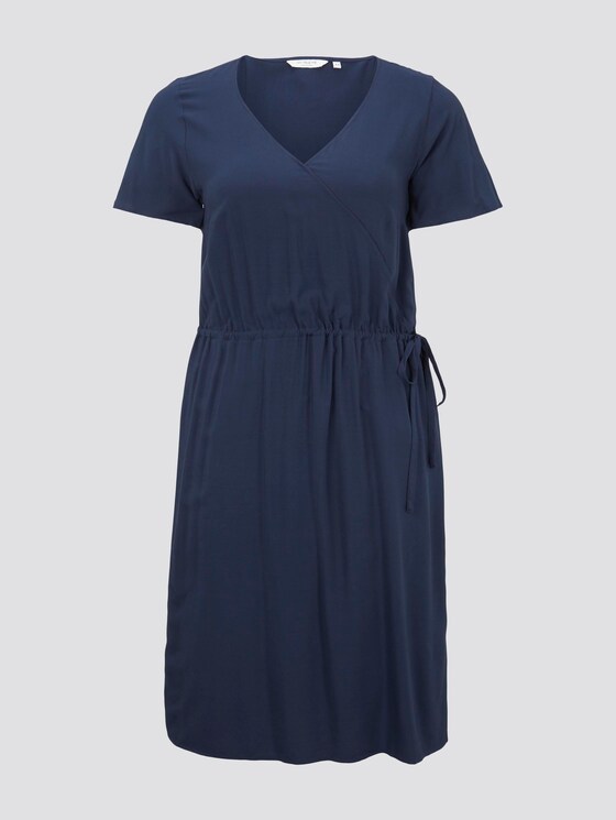 Schlichtes Kleid im Wickel-Look - Frauen - Real Navy Blue Schlichtes Kleid im Wickel-Look - Frauen - Real Navy Blue - 7 - My True Me