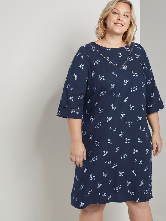 Curvy - Gemustertes Kleid mit Tape-Detail - Frauen - navy light blue fleure print Curvy - Gemustertes Kleid mit Tape-Detail - Frauen - navy light blue fleure print - 5 - My True Me