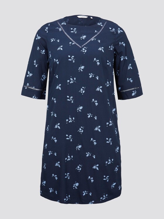 Curvy - Gemustertes Kleid mit Tape-Detail - Frauen - navy light blue fleure print Curvy - Gemustertes Kleid mit Tape-Detail - Frauen - navy light blue fleure print - 7 - My True Me