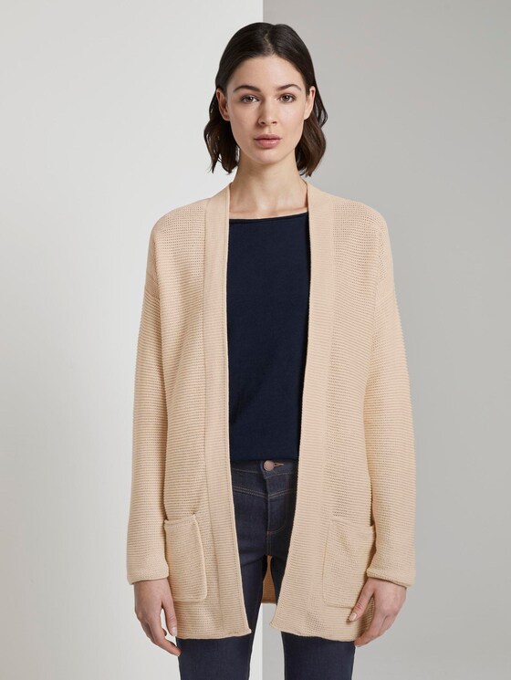 Strukturierter Cardigan aus Baumwolle - Frauen - soft vanilla Strukturierter Cardigan aus Baumwolle - Frauen - soft vanilla - 1 - TOM TAILOR
