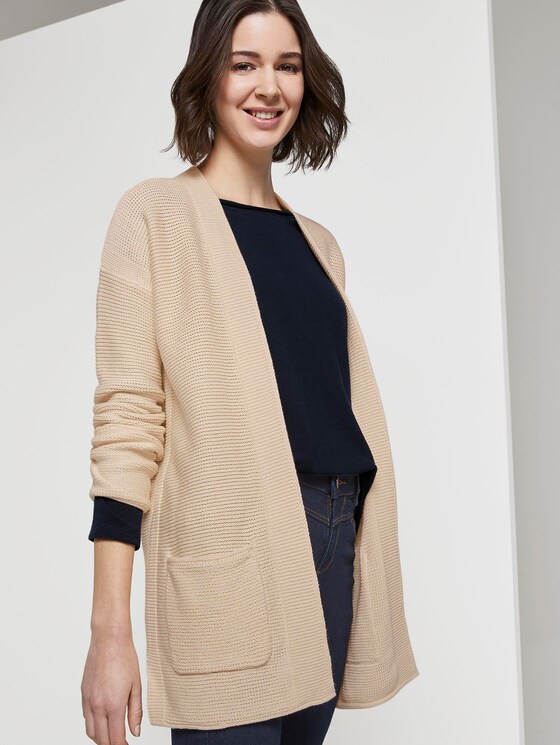 Strukturierter Cardigan aus Baumwolle - Frauen - soft vanilla Strukturierter Cardigan aus Baumwolle - Frauen - soft vanilla - 5 - TOM TAILOR