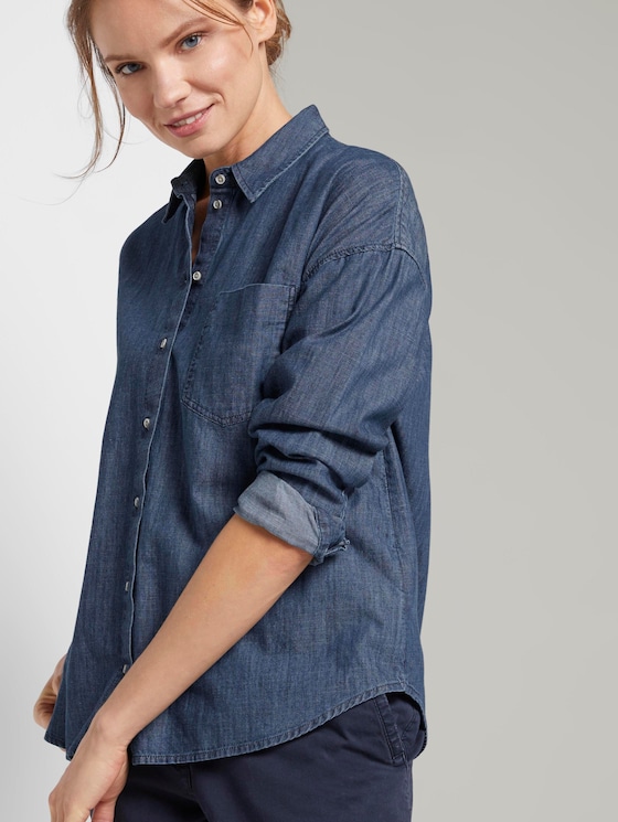 Denim blouse in a loose fit - Women - dark stone wash denim Denim blouse in a loose fit - Women - dark stone wash denim - 5 - TOM TAILOR