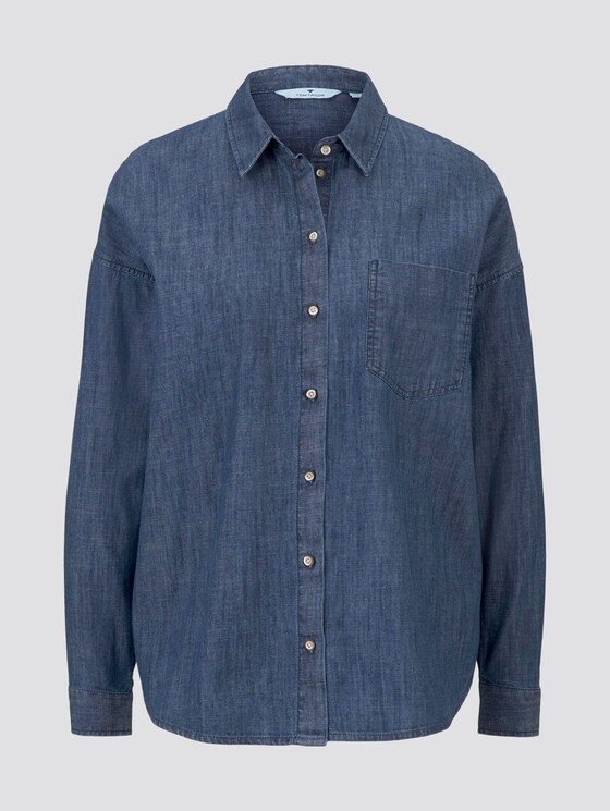 Denim blouse in a loose fit - Women - dark stone wash denim Denim blouse in a loose fit - Women - dark stone wash denim - 7 - TOM TAILOR