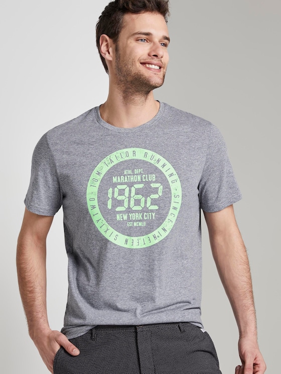 Meliertes T-Shirt mit Print - Männer - blue mocktwist Meliertes T-Shirt mit Print - Männer - blue mocktwist - 5 - TOM TAILOR
