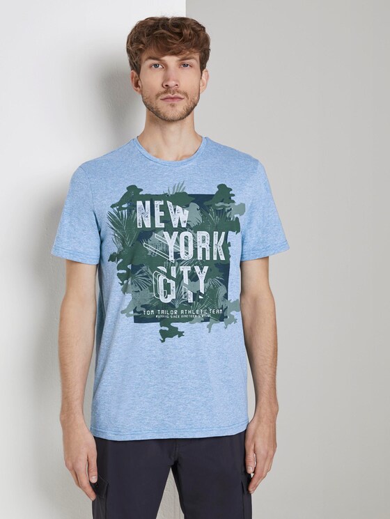 Meliertes T-Shirt mit Print - Männer - blue mocktwist Meliertes T-Shirt mit Print - Männer - blue mocktwist - 1 - TOM TAILOR