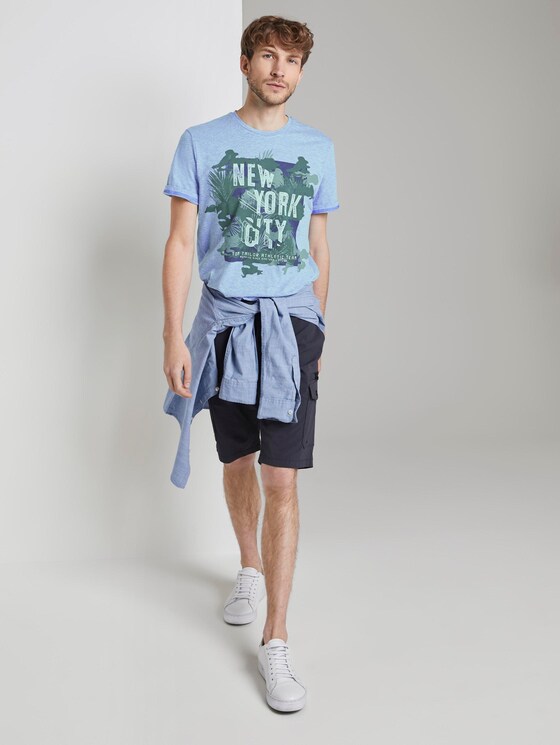 Meliertes T-Shirt mit Print - Männer - blue mocktwist Meliertes T-Shirt mit Print - Männer - blue mocktwist - 3 - TOM TAILOR
