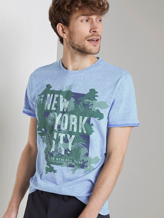 Meliertes T-Shirt mit Print - Männer - blue mocktwist Meliertes T-Shirt mit Print - Männer - blue mocktwist - 5 - TOM TAILOR