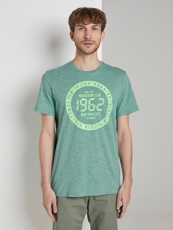 Meliertes T-Shirt mit Print - Männer - green mocktwist Meliertes T-Shirt mit Print - Männer - green mocktwist - 1 - TOM TAILOR