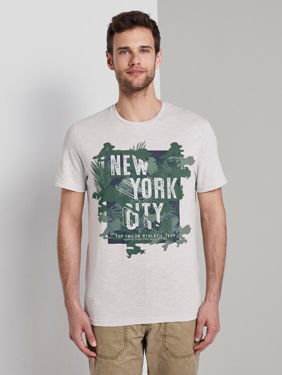 Meliertes T-Shirt mit Print - Männer - grey mocktwist Meliertes T-Shirt mit Print - Männer - grey mocktwist - 1 - TOM TAILOR