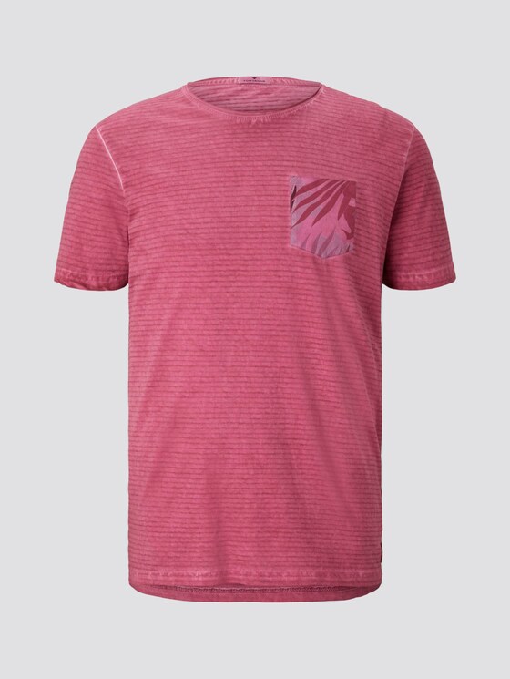 Gestreiftes T-Shirt mit abgesetzter Brusttasche - Männer - wine rose pink Gestreiftes T-Shirt mit abgesetzter Brusttasche - Männer - wine rose pink - 7 - TOM TAILOR
