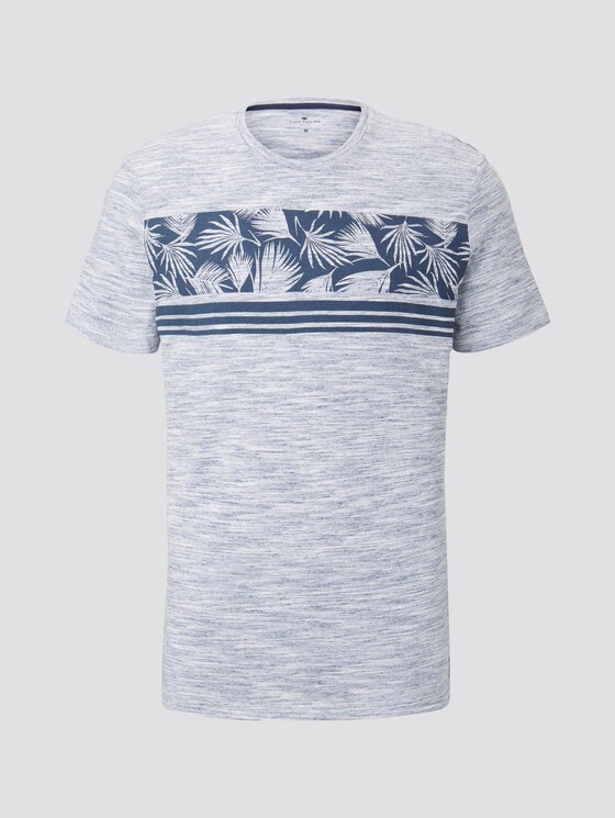 Meliertes T-Shirt mit tropischem Print - Männer - Estate Blue Meliertes T-Shirt mit tropischem Print - Männer - Estate Blue - 7 - TOM TAILOR