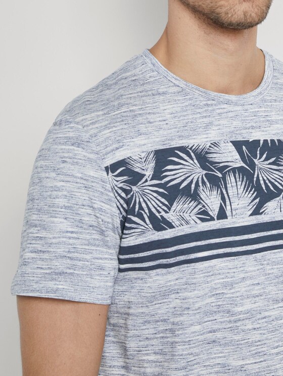 Meliertes T-Shirt mit tropischem Print - Männer - Estate Blue Meliertes T-Shirt mit tropischem Print - Männer - Estate Blue - 9 - TOM TAILOR