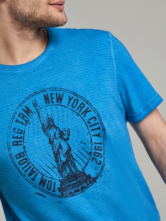 Gestreiftes T-Shirt mit NYC-Print - Männer - Electric Teal Blue Gestreiftes T-Shirt mit NYC-Print - Männer - Electric Teal Blue - 10 - TOM TAILOR