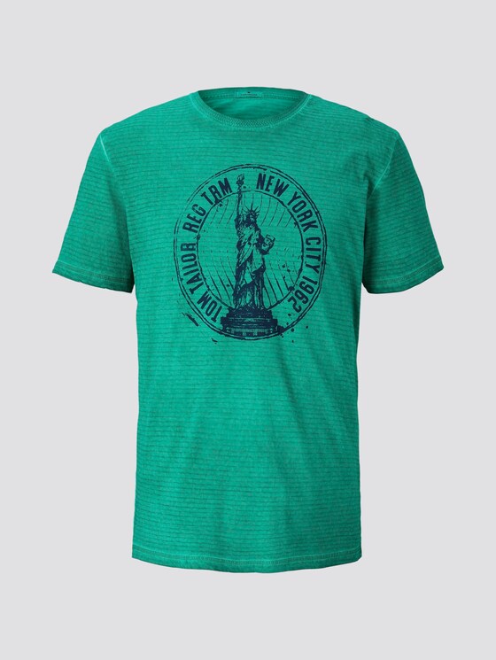 Gestreiftes T-Shirt mit NYC-Print - Männer - rich meadow green Gestreiftes T-Shirt mit NYC-Print - Männer - rich meadow green - 7 - TOM TAILOR