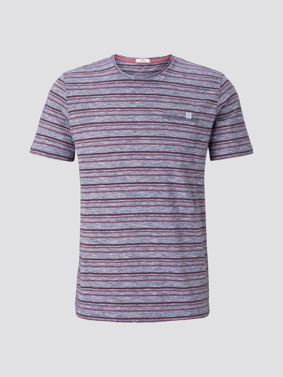Bunt gestreiftes T-Shirt mit Brusttasche - Männer - wine rose multi fine stripe Bunt gestreiftes T-Shirt mit Brusttasche - Männer - wine rose multi fine stripe - 7 - TOM TAILOR