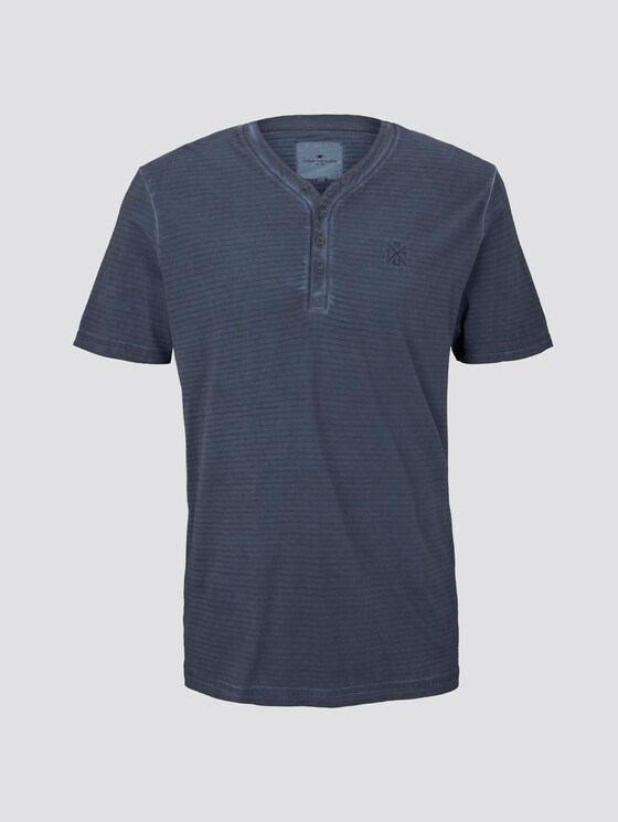Gestreiftes Henley-T-Shirt mit Logo-Stickerei - Männer - Black Iris Blue Gestreiftes Henley-T-Shirt mit Logo-Stickerei - Männer - Black Iris Blue - 7 - TOM TAILOR