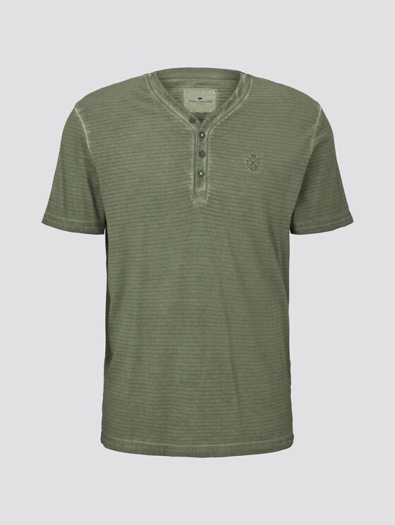 Gestreiftes Henley-T-Shirt mit Logo-Stickerei - Männer - Olive Night Green Gestreiftes Henley-T-Shirt mit Logo-Stickerei - Männer - Olive Night Green - 7 - TOM TAILOR