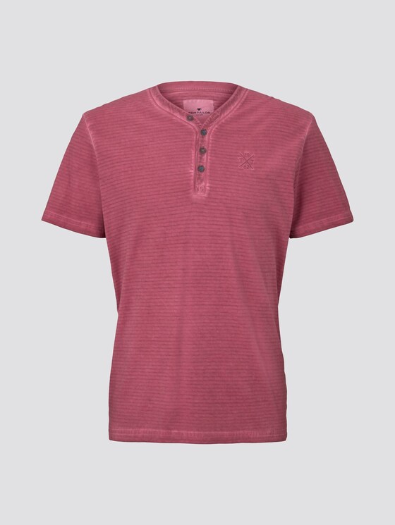 Gestreiftes Henley-T-Shirt mit Logo-Stickerei - Männer - wine rose pink Gestreiftes Henley-T-Shirt mit Logo-Stickerei - Männer - wine rose pink - 7 - TOM TAILOR