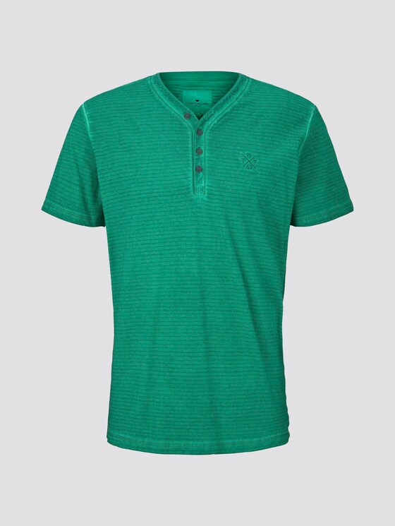 Gestreiftes Henley-T-Shirt mit Logo-Stickerei - Männer - rich meadow green Gestreiftes Henley-T-Shirt mit Logo-Stickerei - Männer - rich meadow green - 7 - TOM TAILOR