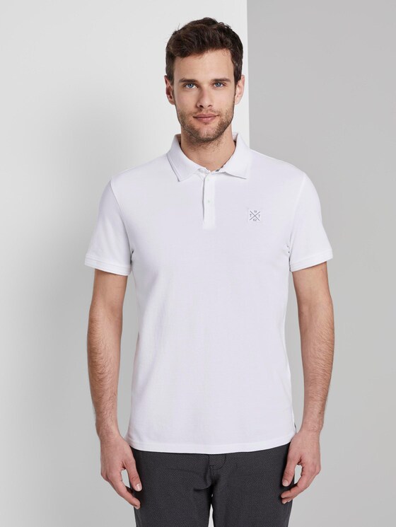Poloshirt mit Logo-Patch - Männer - White Poloshirt mit Logo-Patch - Männer - White - 1 - TOM TAILOR