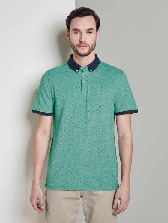 Poloshirt mit Allover-Print - Männer - green triangle design Poloshirt mit Allover-Print - Männer - green triangle design - 1 - TOM TAILOR