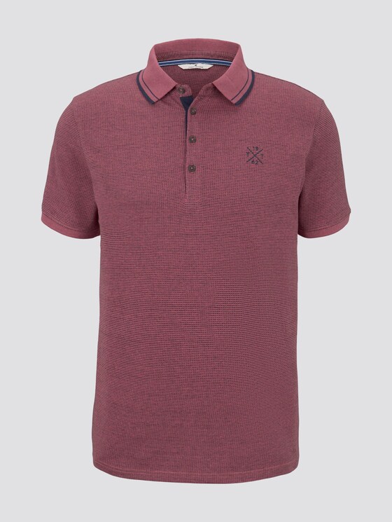 Strukturiertes Poloshirt mit Kontrastelementen - Männer - wine rose birdseye melange Strukturiertes Poloshirt mit Kontrastelementen - Männer - wine rose birdseye melange - 7 - TOM TAILOR