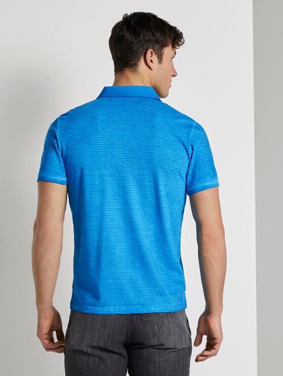 Gestreiftes Poloshirt mit kleiner Stickerei - Männer - Electric Teal Blue Gestreiftes Poloshirt mit kleiner Stickerei - Männer - Electric Teal Blue - 2 - TOM TAILOR