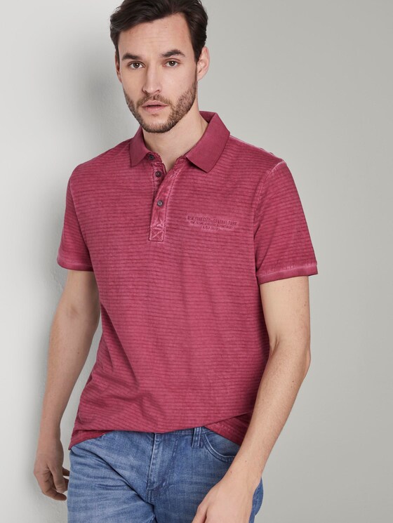 Gestreiftes Poloshirt mit kleiner Stickerei - Männer - wine rose pink Gestreiftes Poloshirt mit kleiner Stickerei - Männer - wine rose pink - 5 - TOM TAILOR